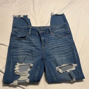 American Eagle Outfitters Women's Ripped Blue jeggings